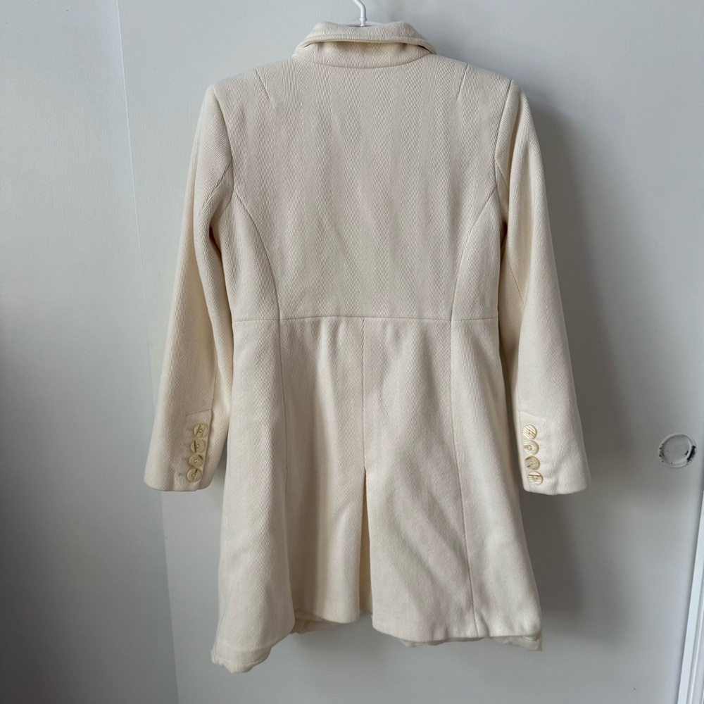 Y2K Classic Old Navy Fully Lined Cream Peacoat Italian Wool Blend - Picture 3 of 15